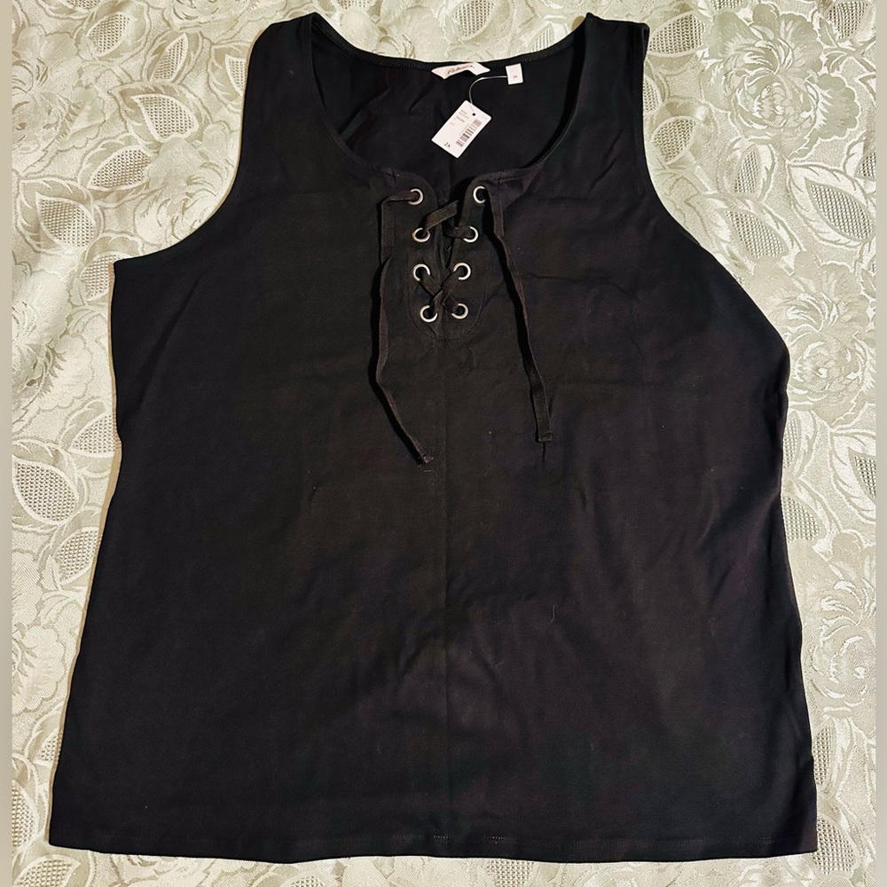 Women’s Black Lace-Up Tank Top
